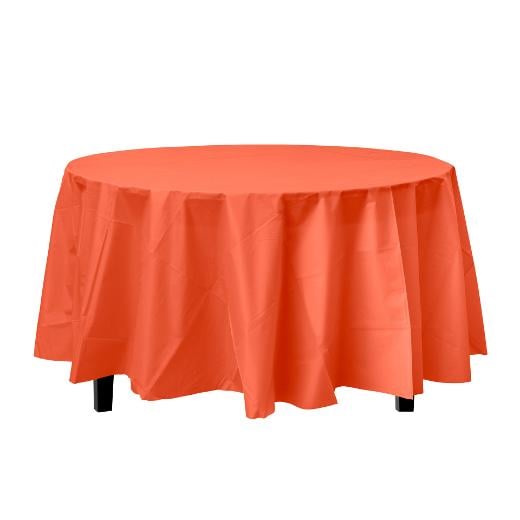 Main image of Orange Round plastic table cover (Case of 48)