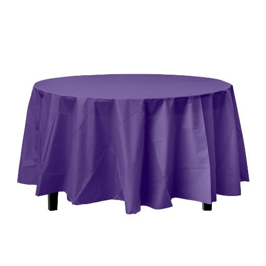 Main image of Purple Round plastic table cover (Case of 48)