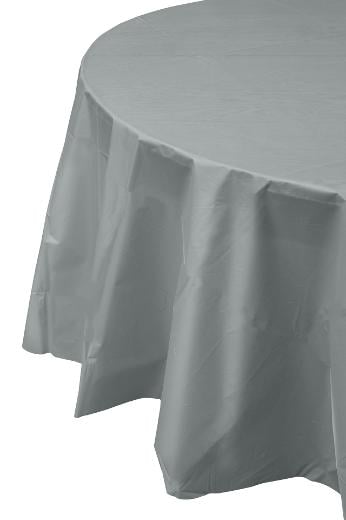 Alternate image of Silver Round plastic table cover (Case of 48)