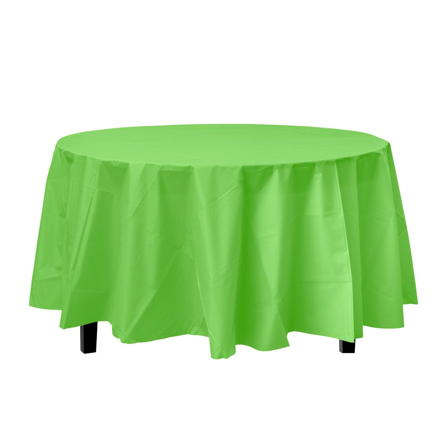 Lime Green Round plastic table cover (Case of 48)