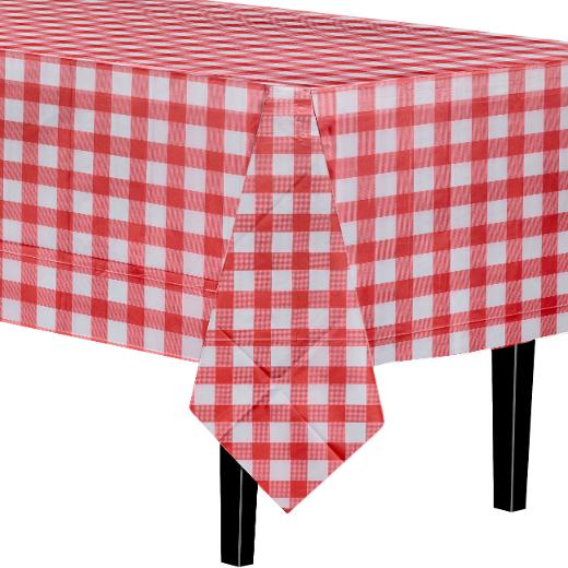 Alternate image of Red Gingham Plastic table roll