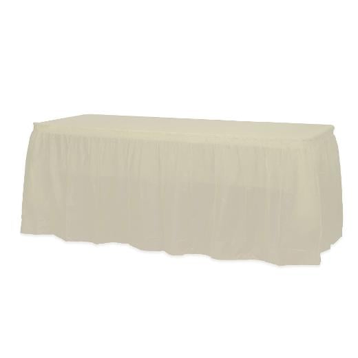 Ivory plastic table skirt