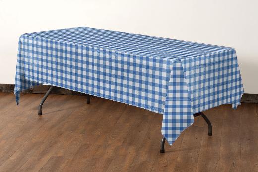 Alternate image of Dark Blue gingham plastic table cover