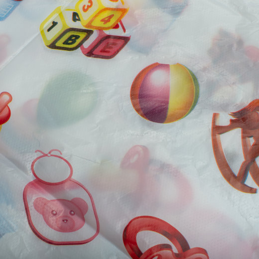 Alternate image of 54in. x 90in. Baby Design Plastic Table cover (Case of 48)