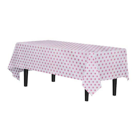 Pink Polka Dot plastic table cover