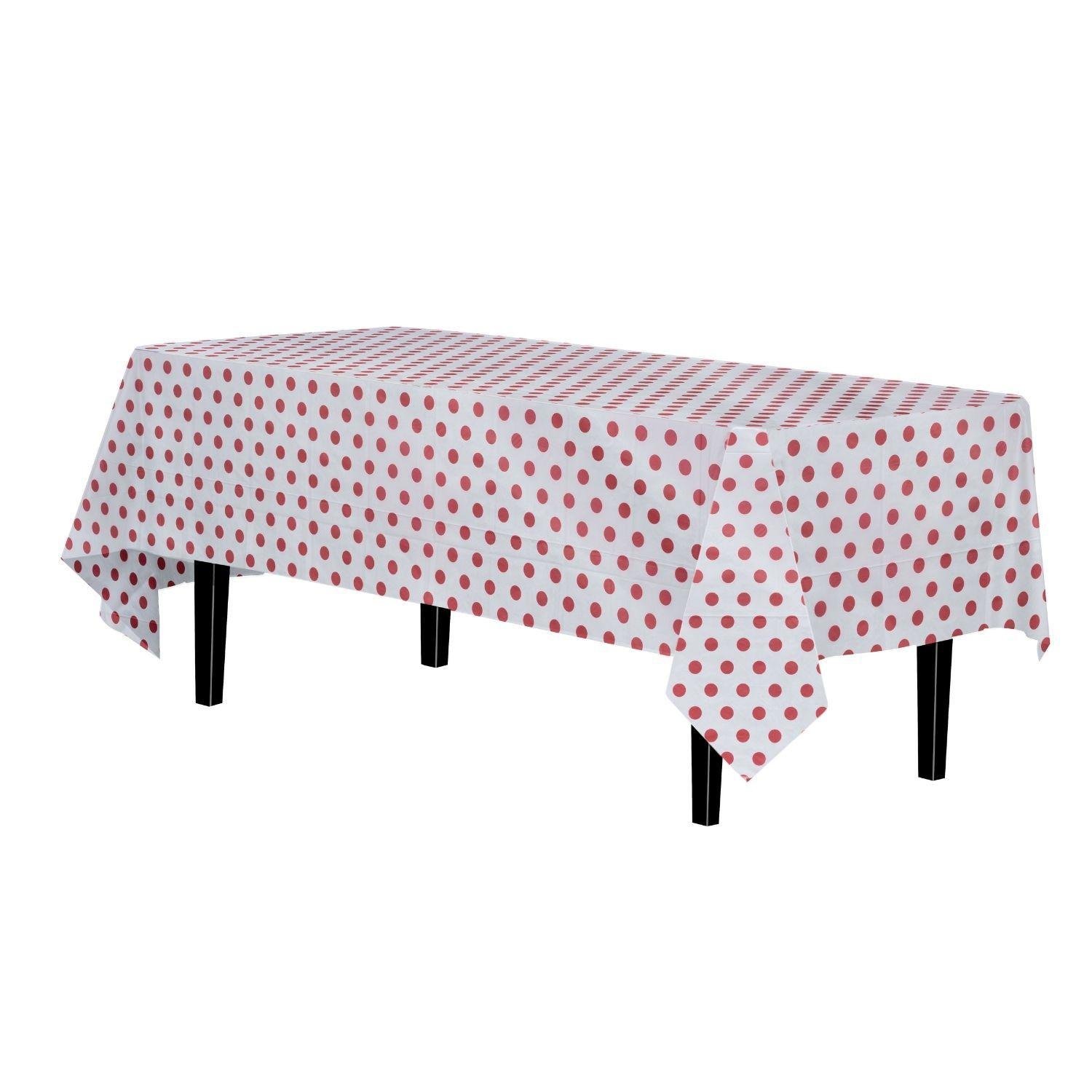 Red Polka Dot Plastic Table Cover (Case of 48)