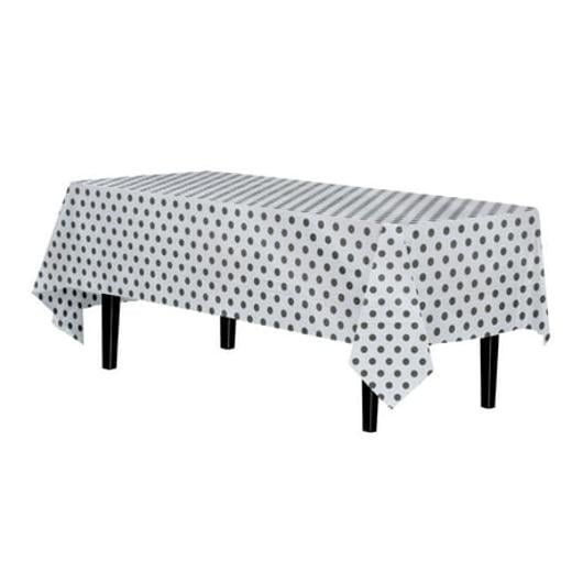Main image of 54in. x 108in. Printed Plastic Table cover Black Polka Dot - 48 ct.