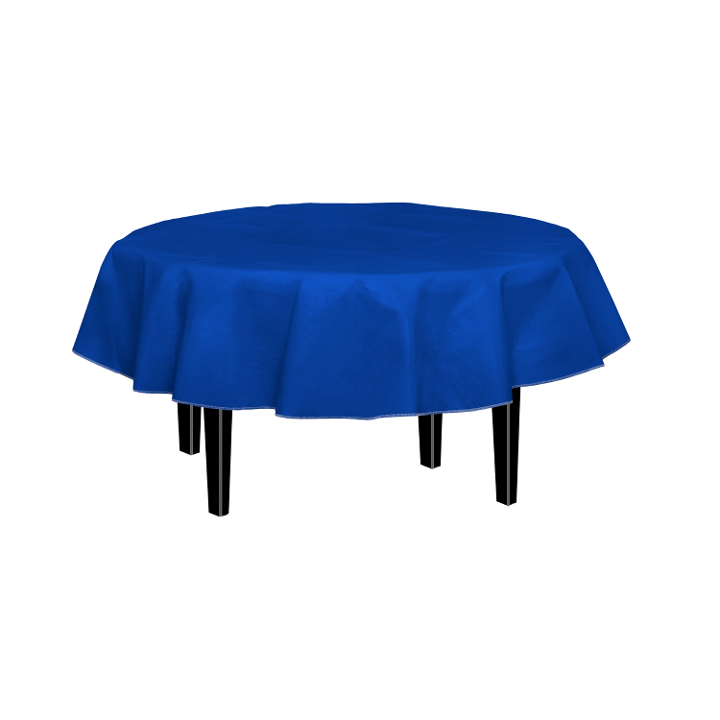 Dark Blue Flannel Backed Table Cover 70 in. Round