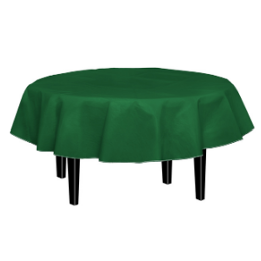 Main image of Dark Green Flannel Backed Table Cover 70 in. Round