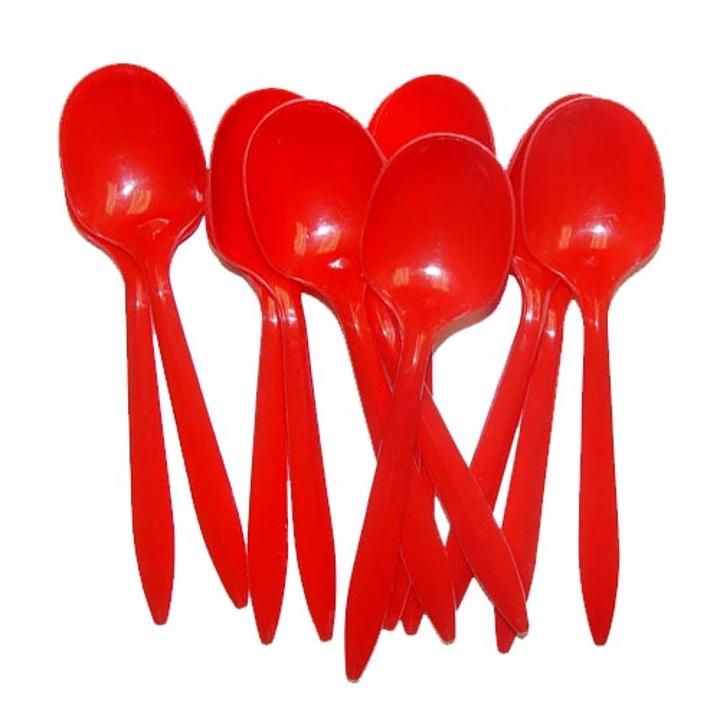 Red Plastic Spoons (48)