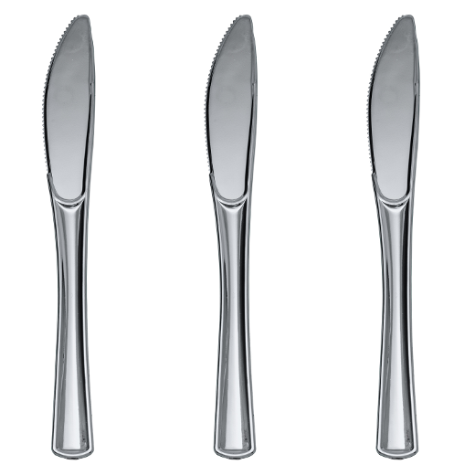 Main image of Exquisite Classic Silver Plastic Knives - 20 Ct.