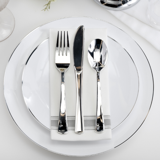 Alternate image of Exquisite Classic Silver Plastic Forks - 20 Ct.