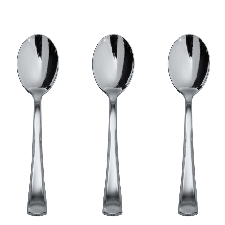 Fancy Disposable Silver Soup Spoons - 480 Ct. - Evo