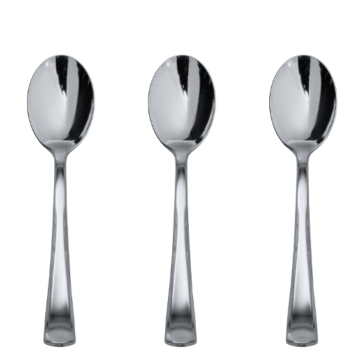 Main image of Exquisite Classic Silver Plastic Spoons - 20 Ct.