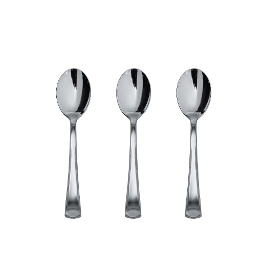 Main image of Exquisite Classic Silver Plastic Tea Spoons - 20 Ct.