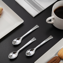 Exquisite Classic Silver Plastic Tasting Spoons - 48 Ct.
