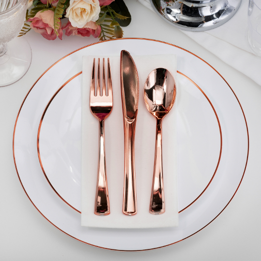 Alternate image of Exquisite Classic Rose Gold Plastic Forks - 20 Ct.