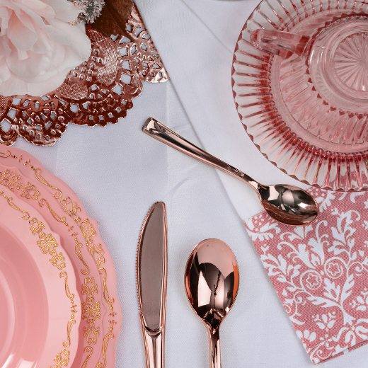 Alternate image of Exquisite Classic Rose Gold Plastic Tea Spoons - 20 Ct.