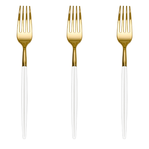 Main image of Trendables Forks White/Gold - 20 Ct.