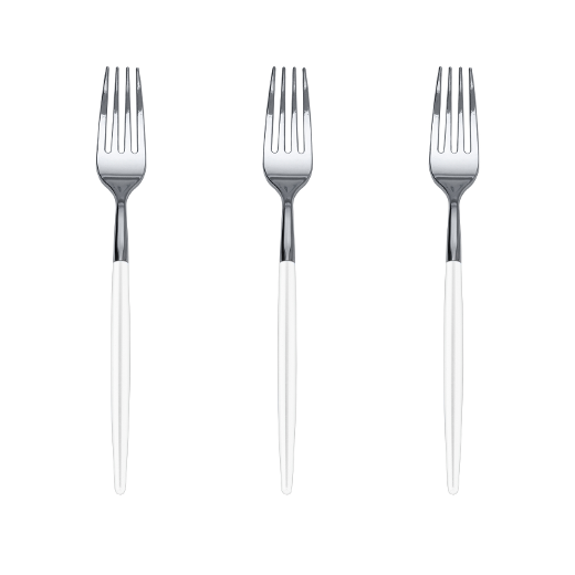 Main image of Trendables Forks White/Silver - 20 Ct.