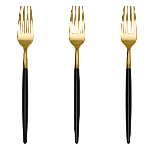 Main image of Trendables Forks Black/Gold - 20 Ct.