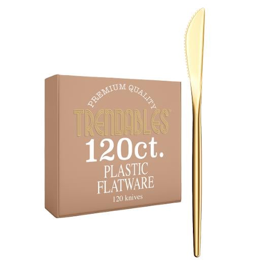 Main image of Trendables Gloss Gold Plastic Knives - 120 Ct.