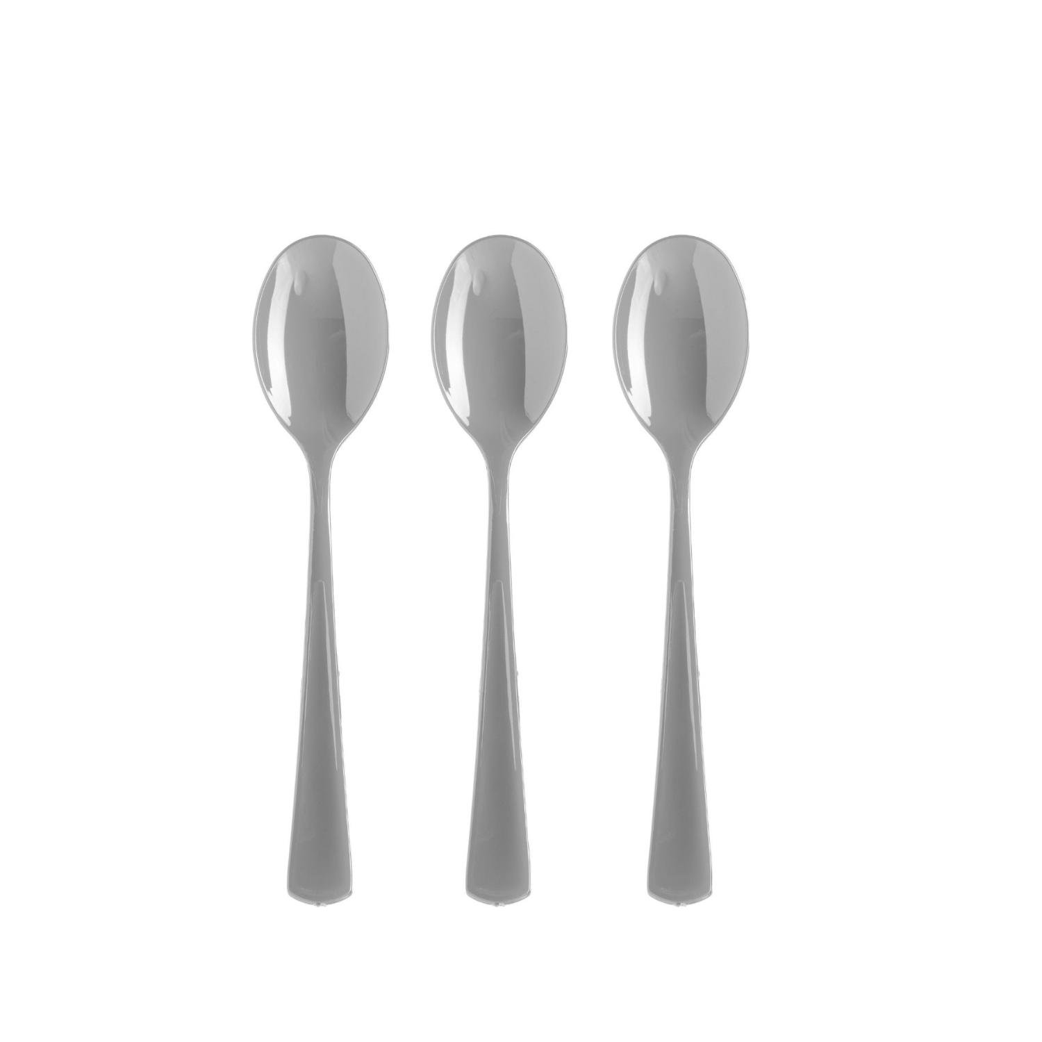 Heavy Duty Silver Plastic Spoons - 50 Ct.