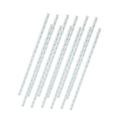 Main image of Small Mint Polka Dot Paper Straws - 25 Ct.