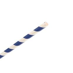 Navy Blue Striped Paper Straws - 25 Ct.