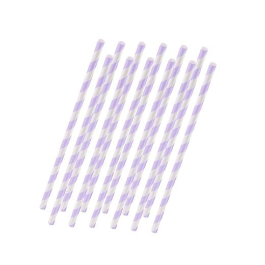 Main image of Lavender Striped Paper Straws - 25 Ct.