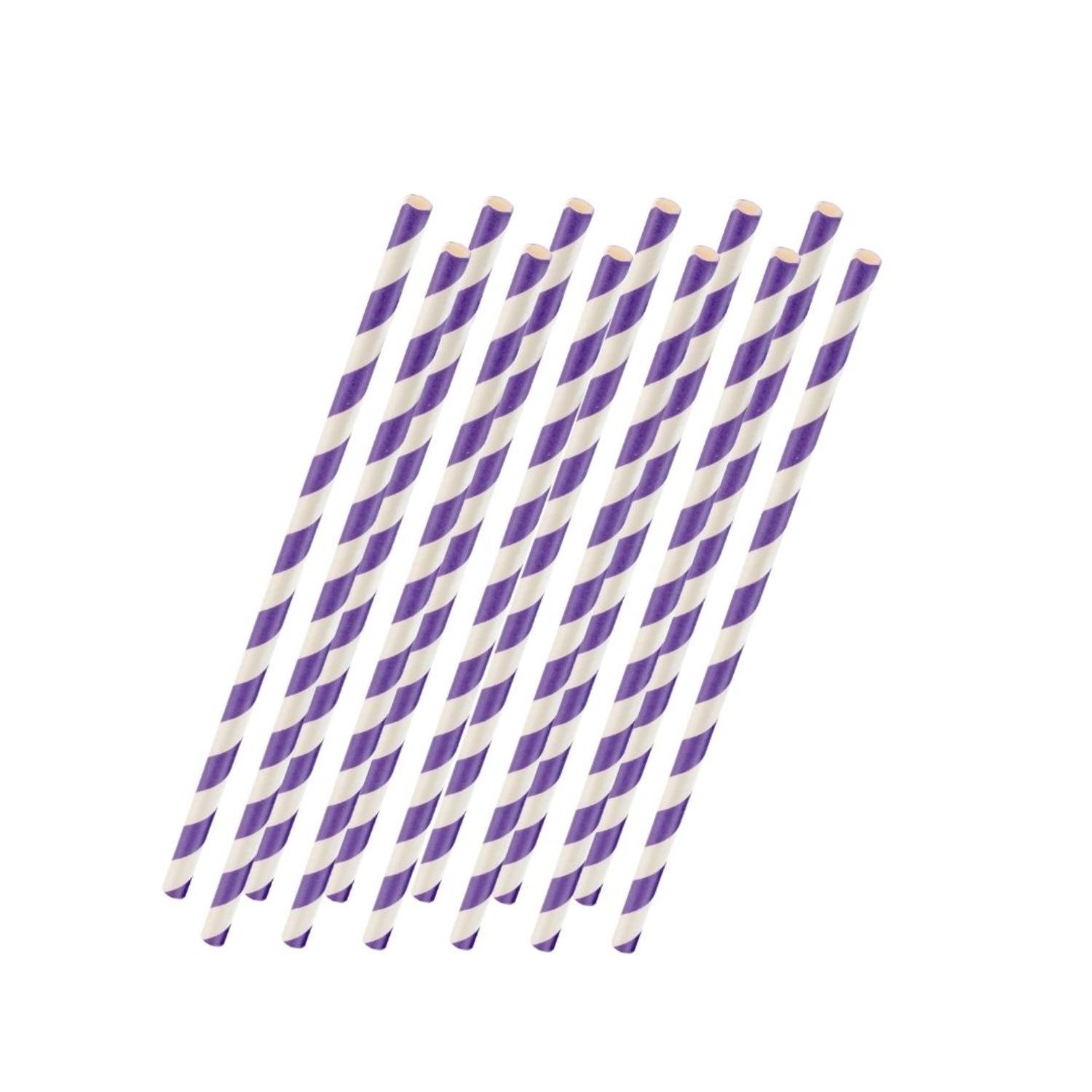 Purple Striped Paper Straws - 25 Ct.