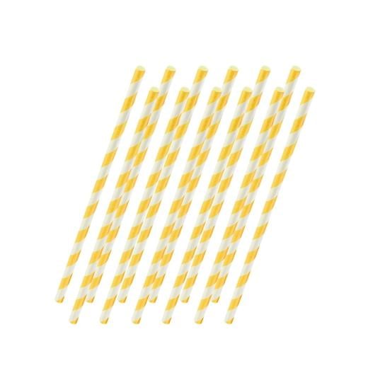 Main image of Yellow Striped Paper Straws - 25 Ct.