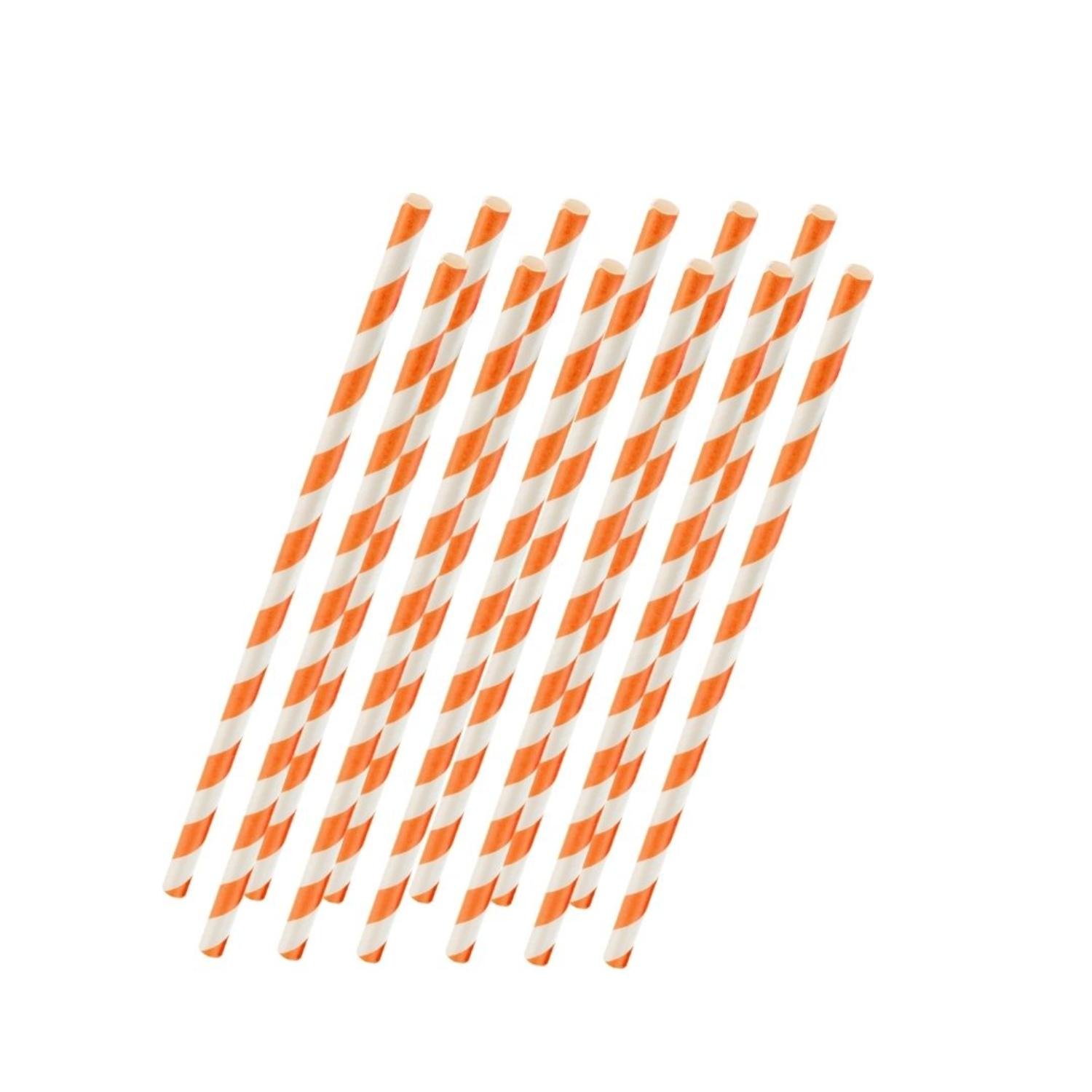 Orange Striped Paper Straws - 25 Ct.