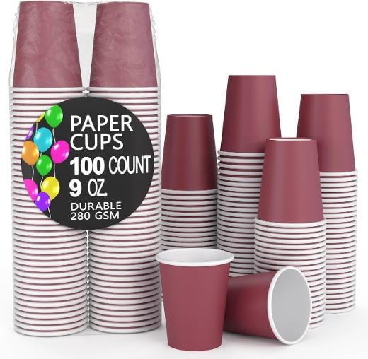 Main image of 9 oz. Burgundy Paper Cups - 100 Ct.