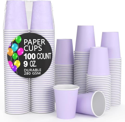 Main image of 9 oz. Lavender Paper Cups - 100 Ct.