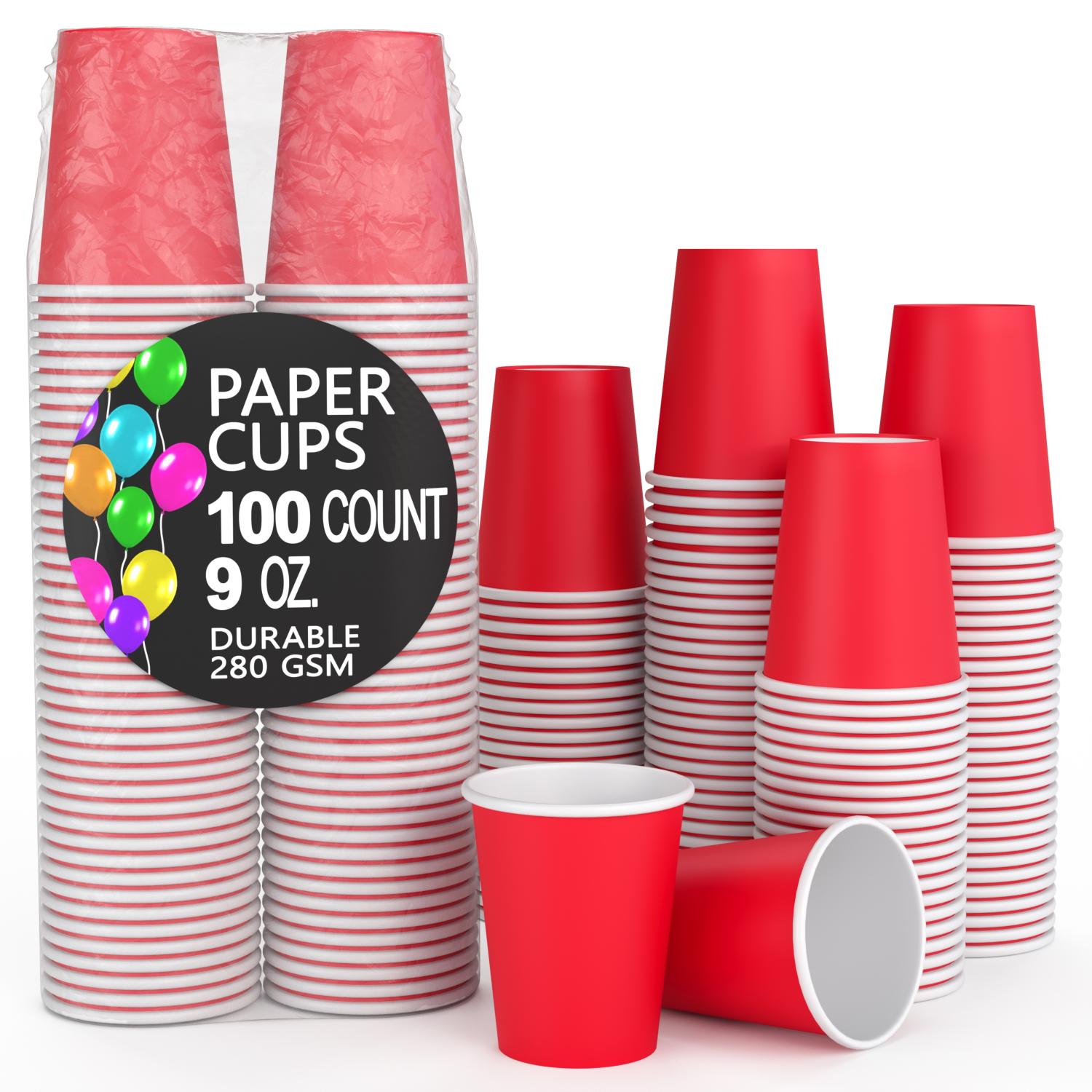 9 oz. Red Paper Cups - 100 Ct.