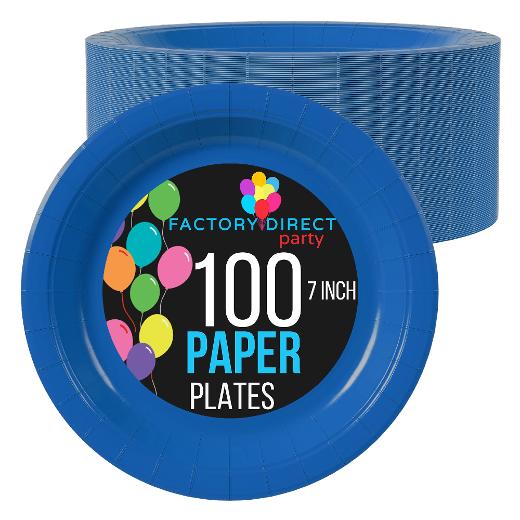 Main image of 7 In. Dark Blue Paper Plates - 100 Ct.