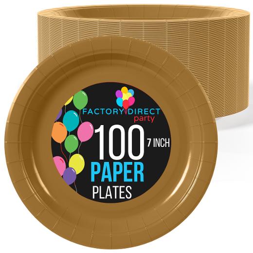 Alternate image of 7 In. Gold Paper Plates 100 Ct.