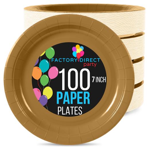 Main image of 7 In. Gold Paper Plates 100 Ct.