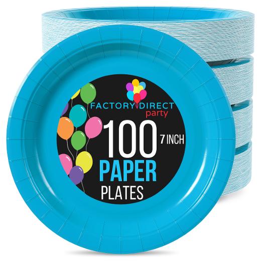 Main image of 7 In. Turquoise Paper Plates - 100 Ct.