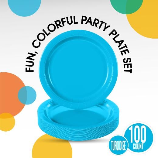 Alternate image of 7 In. Turquoise Paper Plates - 100 Ct.