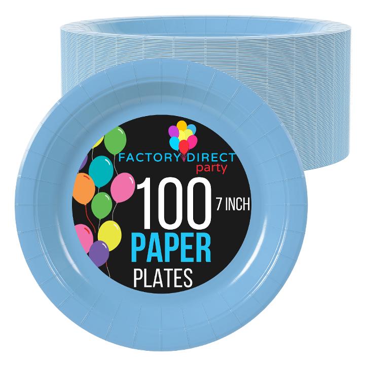 Bulk 7 in. Light Blue Paper Plates - 1000 Ct.