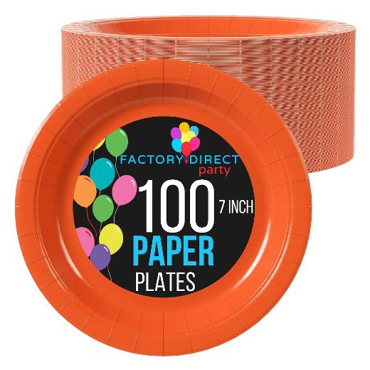 Main image of Bulk 7 in. Orange Paper Plates - 1000 Ct.