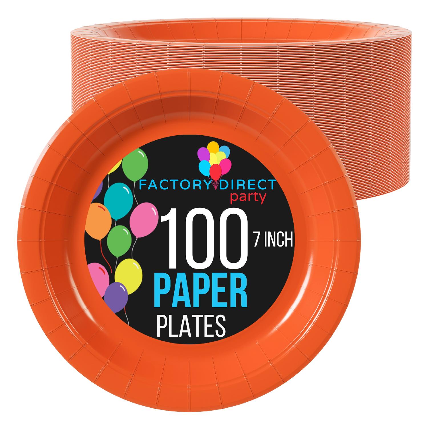 7 In. Orange Paper Plates - 100 Ct.
