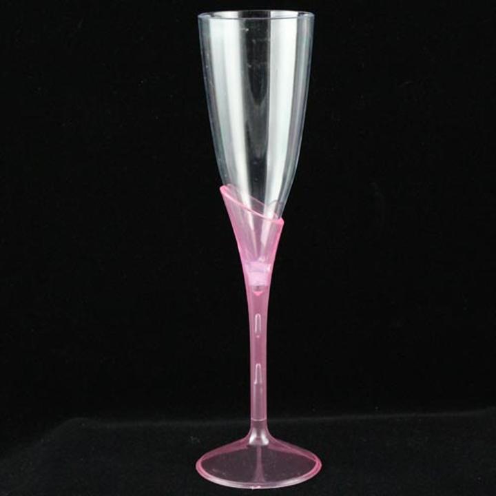 Pink Stemmed Plastic Toasting Flutes (2)
