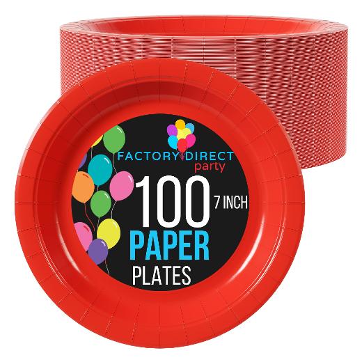 Main image of Bulk 7 in. Red Paper Plates - 1000 Ct.
