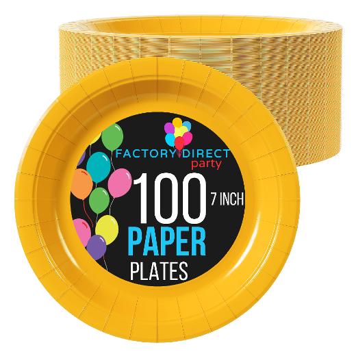 Main image of 7 In. Yellow Paper Plates - 100 Ct.