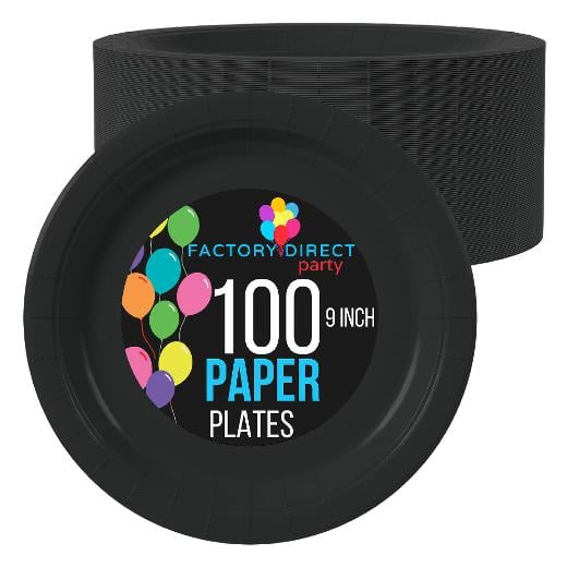 Main image of 9 In. Black Paper Plates - 100 Ct.