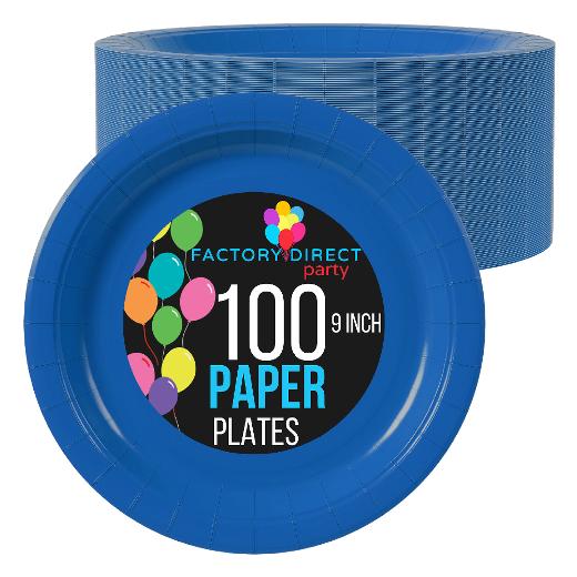 Main image of 9 In. Dark Blue Paper Plates - 100 Ct.