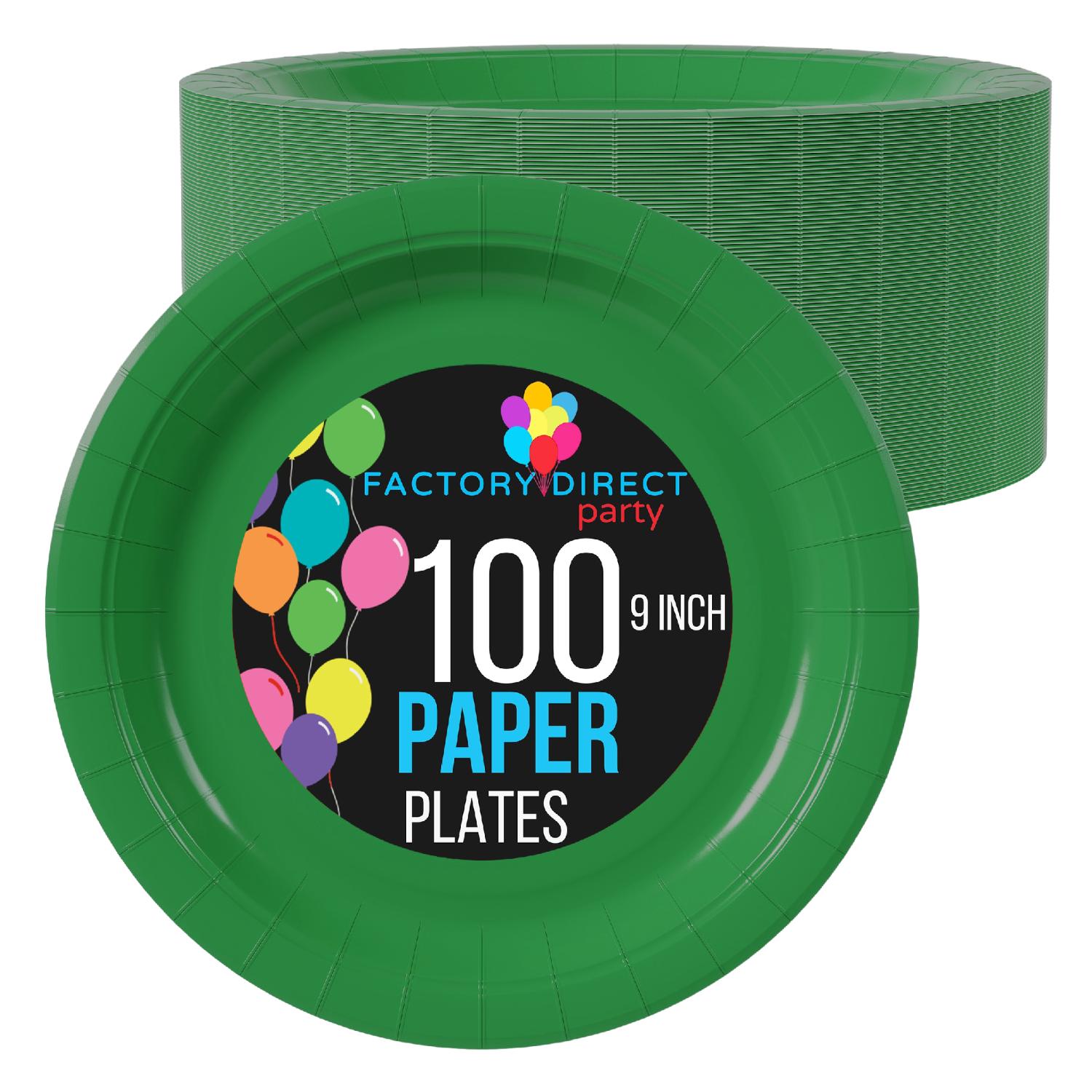 9 In. Emerald Green Paper Plates - 100 Ct.